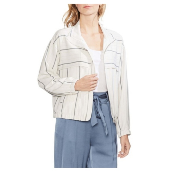 Vince Camuto Jackets & Blazers - Vince Camuto Stripe Bomber Jacket Front Zip Large